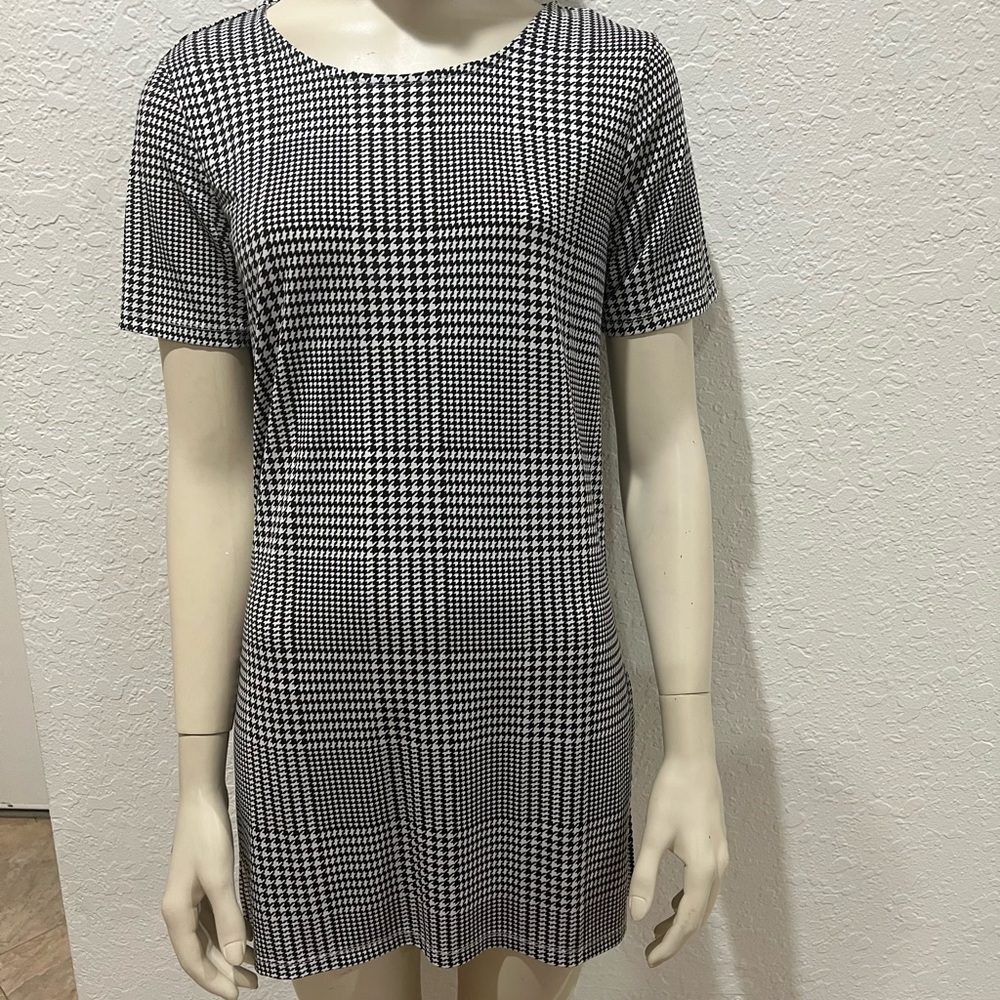 Premise Black and White Houndstooth Mini Dress